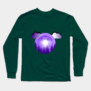 Night forest vector art Long Sleeve T-Shirt